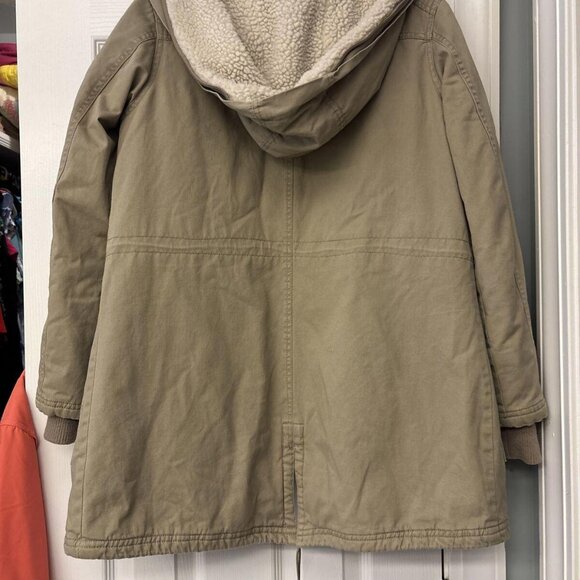 STEVE MADDEN Small Coat Khaki Beige Removable Hood Full Zip Warm EUC. Barn - Picture 9 of 12